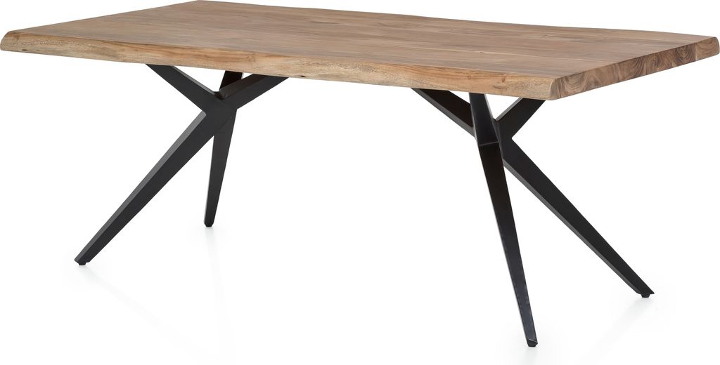 TPFLiving Tisch 160x85 cm Platte Akazie, Gestell Metall Platte natur, Gestell antikschwarz