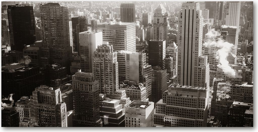 Tulup Glas-Bild -140x70- Wandkunst Dekorative Wand für Küche & Wohnzimmer - Sehenswürdigkeiten & Architektur - New York - Schwarzweiß