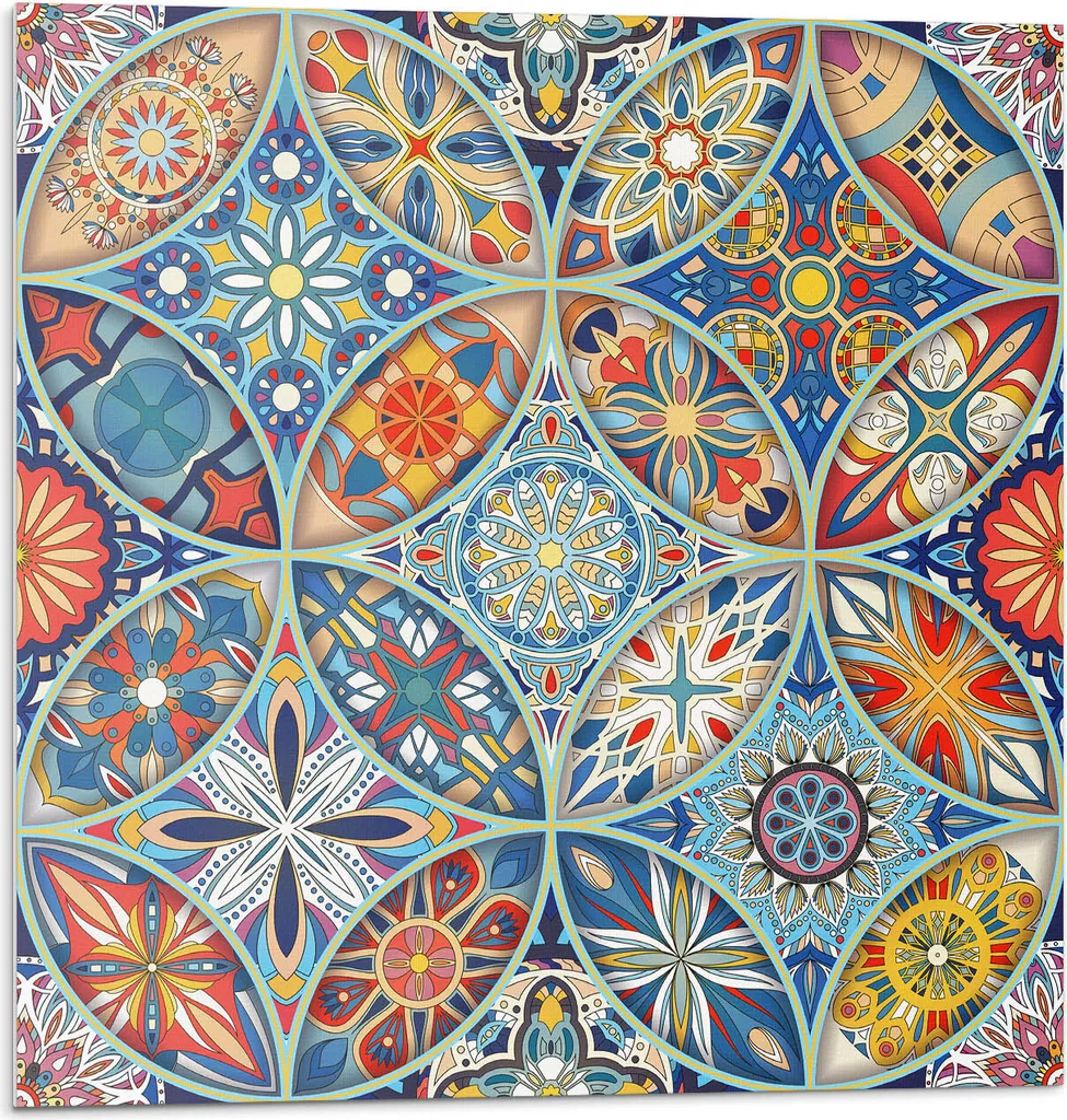 Motivo a mosaico in simmetria - Autoadesivo - Rivestimenti murali - Decorazioni murali - Pannelli murali decorativi - Pannelli murali 3D - Design murale autoadesivo - 4 pezzi 50 x 50 cm