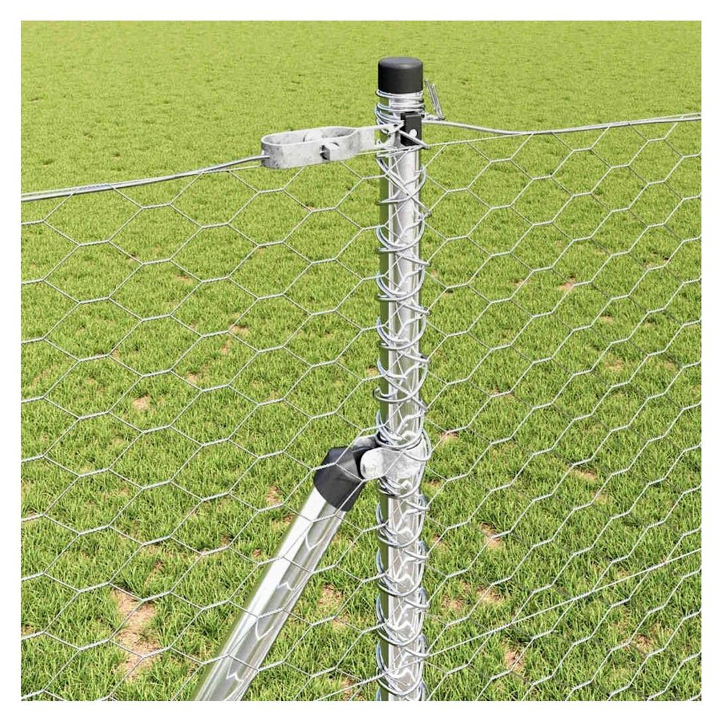 Zaunpfosten Silber 25 x 1,2 m (36 mm Netz) Stahl für Gartenzaun, Hundezaun, Weidezaun, Hühnerzaun und Gartennetz mit Bodenbefestigung