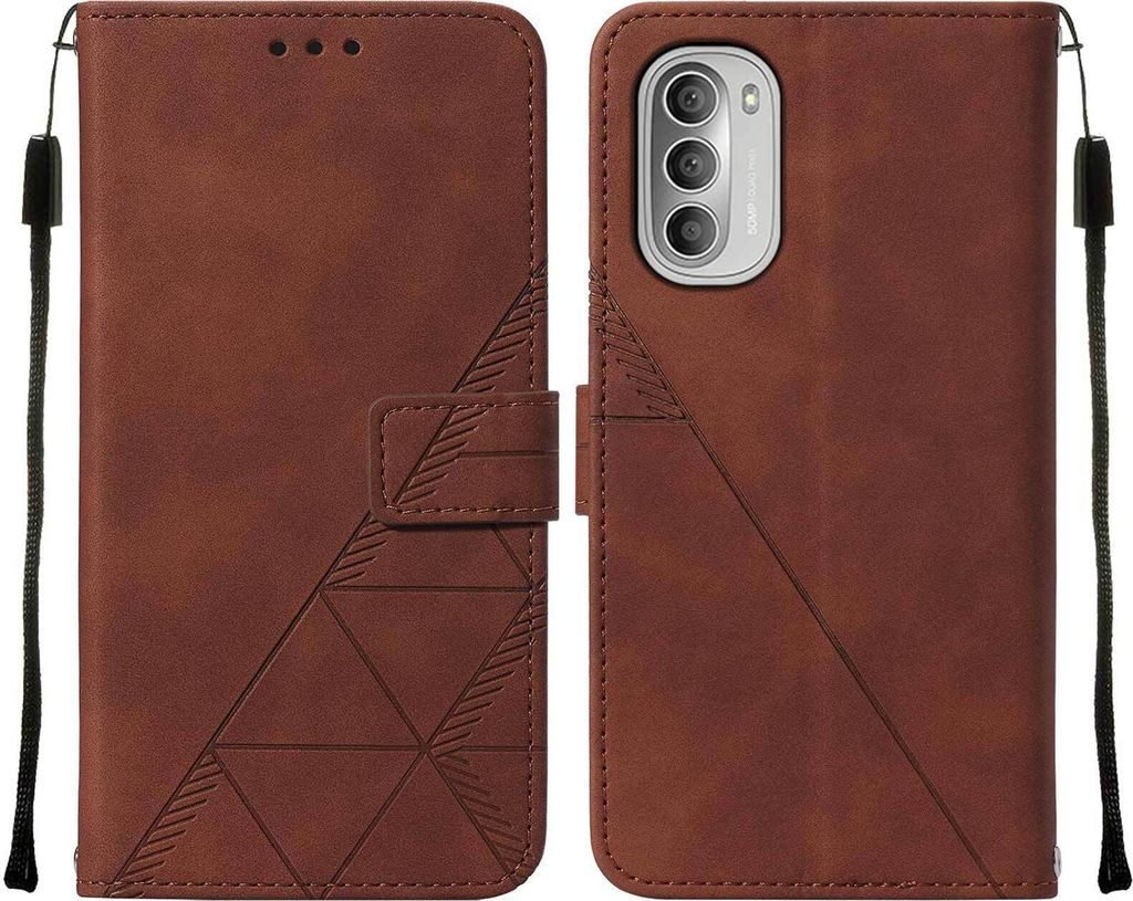 Moto G51 5G Hülle, Schlank Prägung Flip Leder Kartenfächer Schutzhülle mit Ständer für Motorola Moto G51 5G Braun
