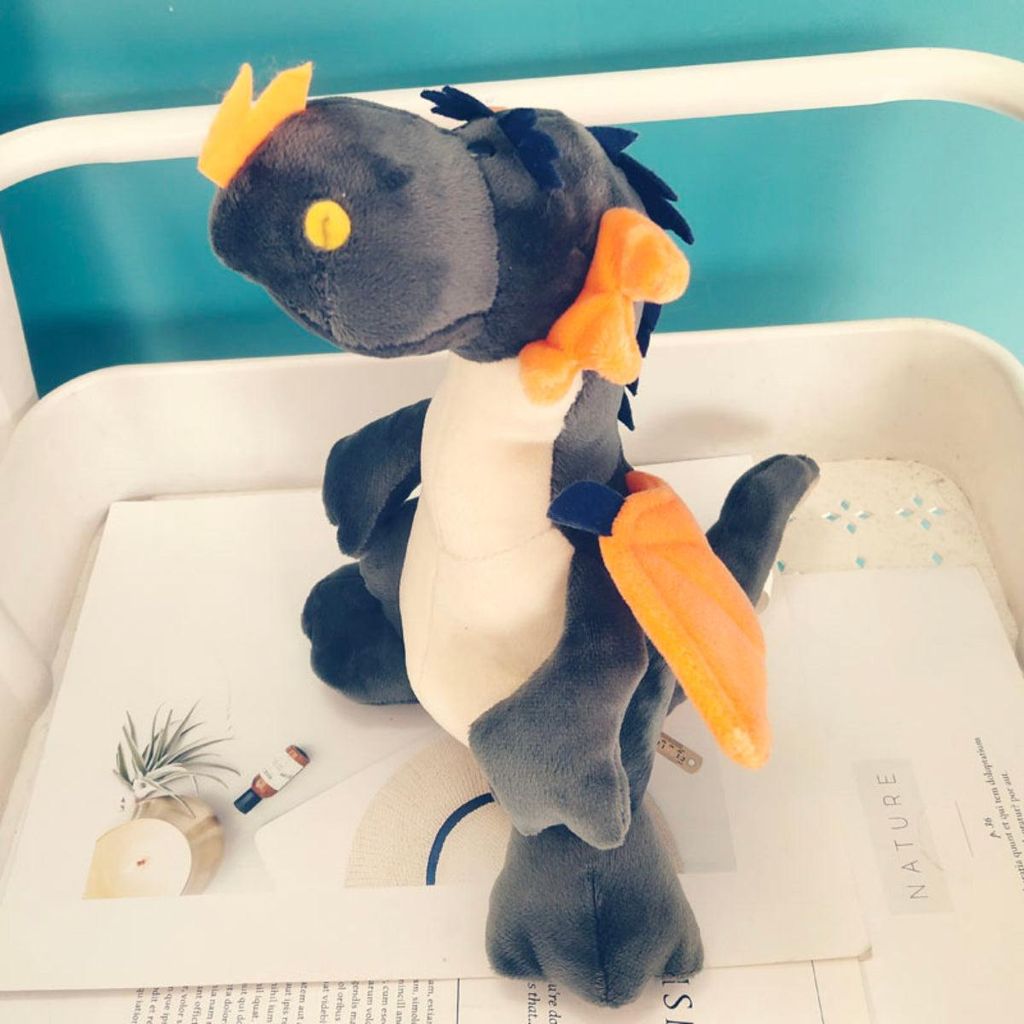 Drachen Kuscheltier 40 cm – Weiches Fantasy Plüschtier.Farbe:Grau