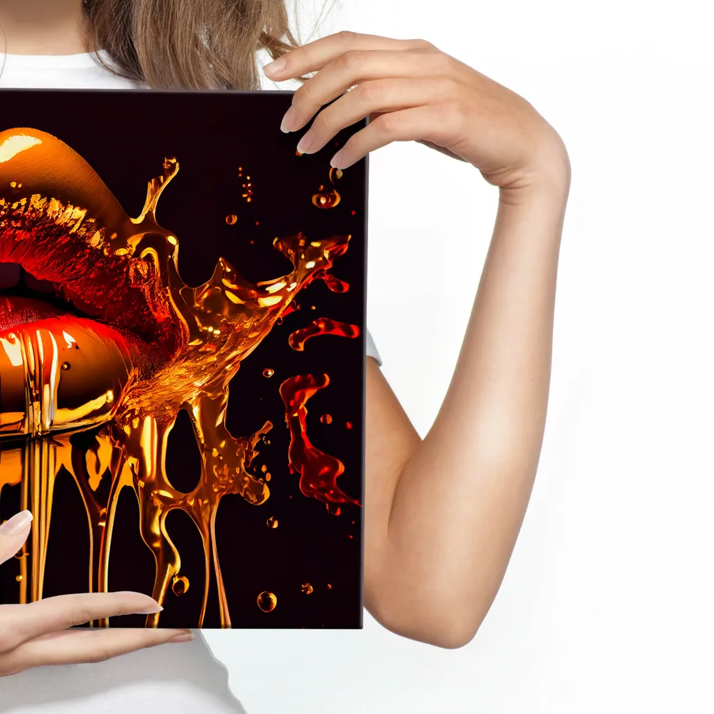 Quadro 120x80 Muralo Labbra Rosse 3D - Arte su Tela per Ufficio - 4