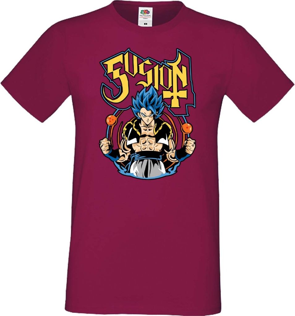 Herren T-Shirt Japan Manga Animation Comics Dragon Anime Manga Ball Z Gogeta Fusion Var-013 Fusion Sayian, Man 3XL / Burgundy