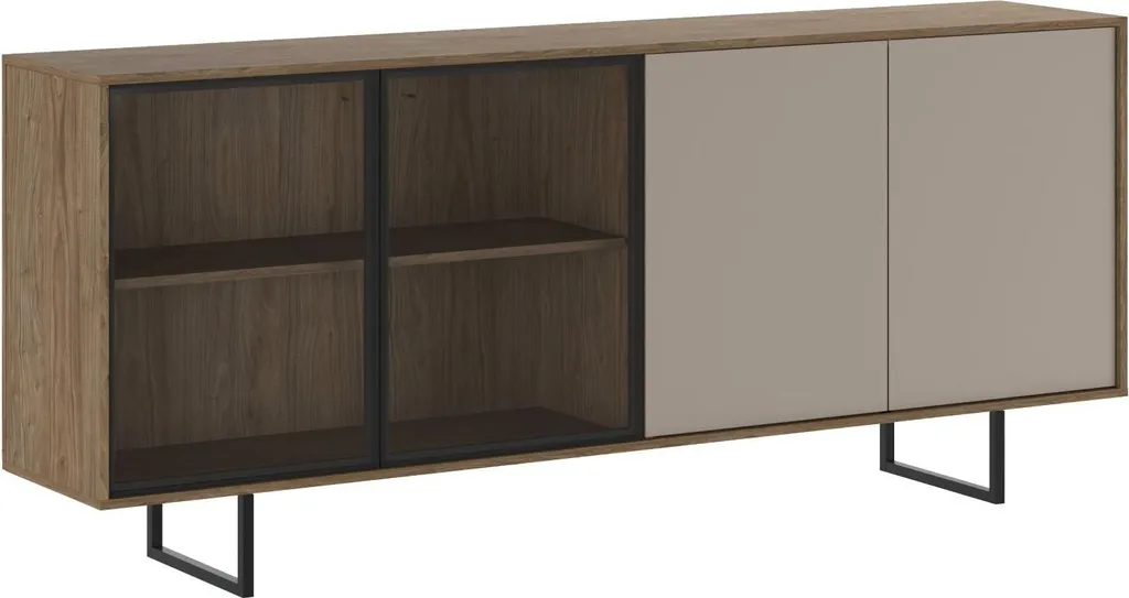 Buffet Malnate en Noyer Marron 200cm - 3 Étagères et Finition Premium