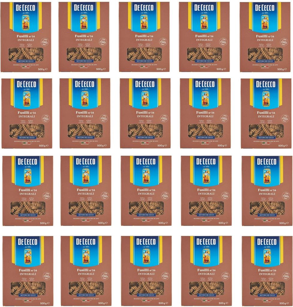 20x Pasta De Cecco Fusilli integrali n. 34 Vollkorn italienisch Nudeln 500 g