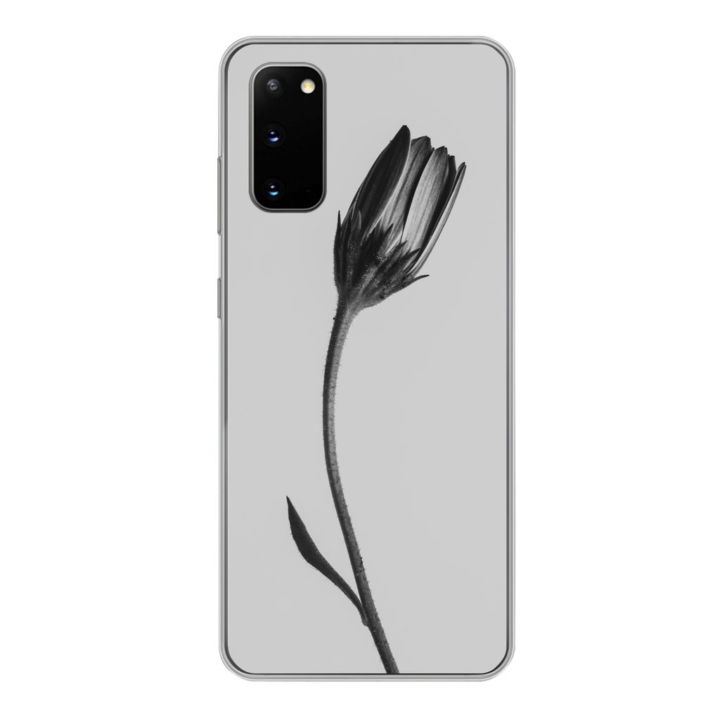 MuchoWow Handyhülle Schutzhülle Hülle für Samsung Galaxy S20 Pflanze - Makro - Schwarz - Weiß Silikon Softcase Handy Hülle - Bild
