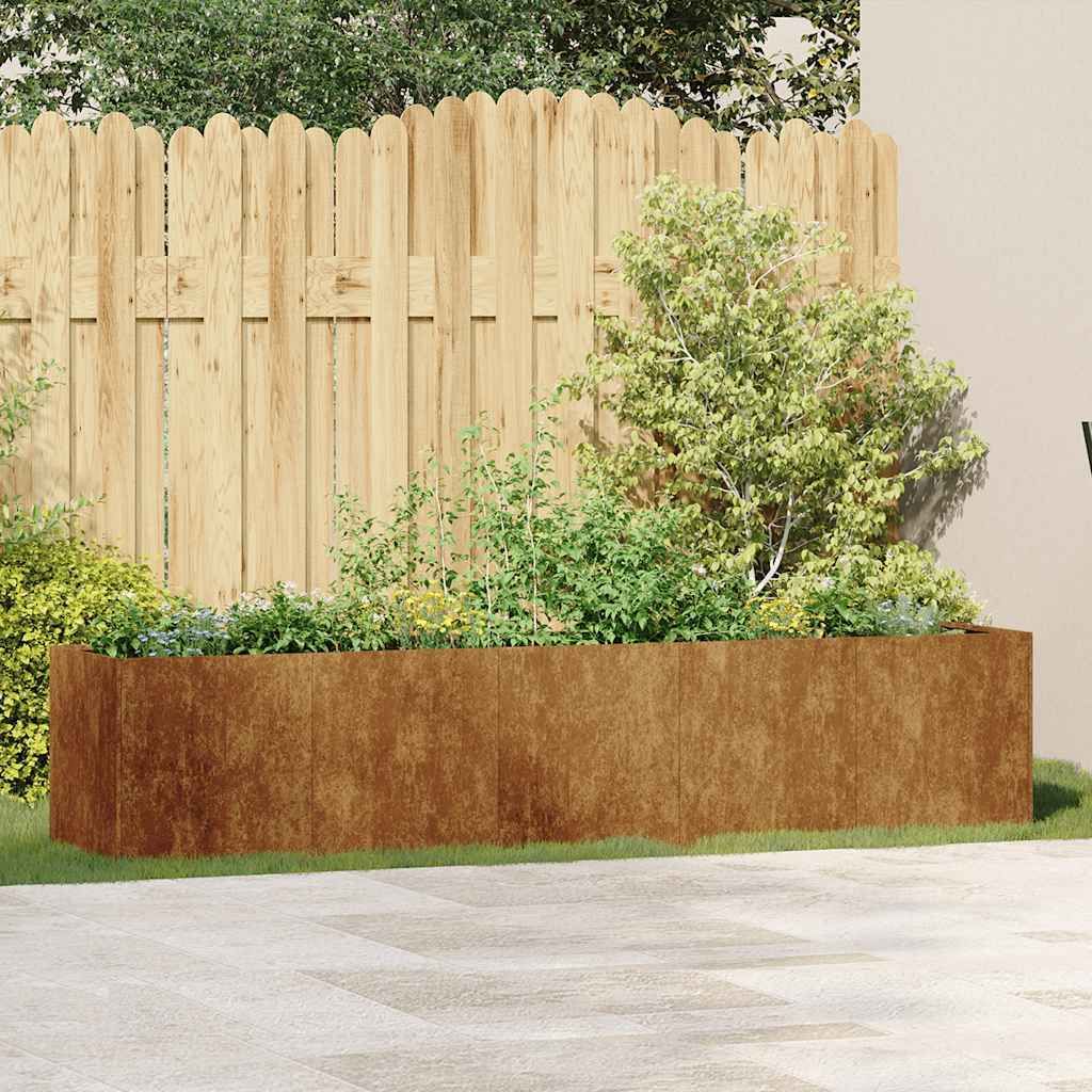 (Robust Möbel) Pflanzkübel Rostig 200x40x40cm Wetterfester Stahl - CL878241 - Beete