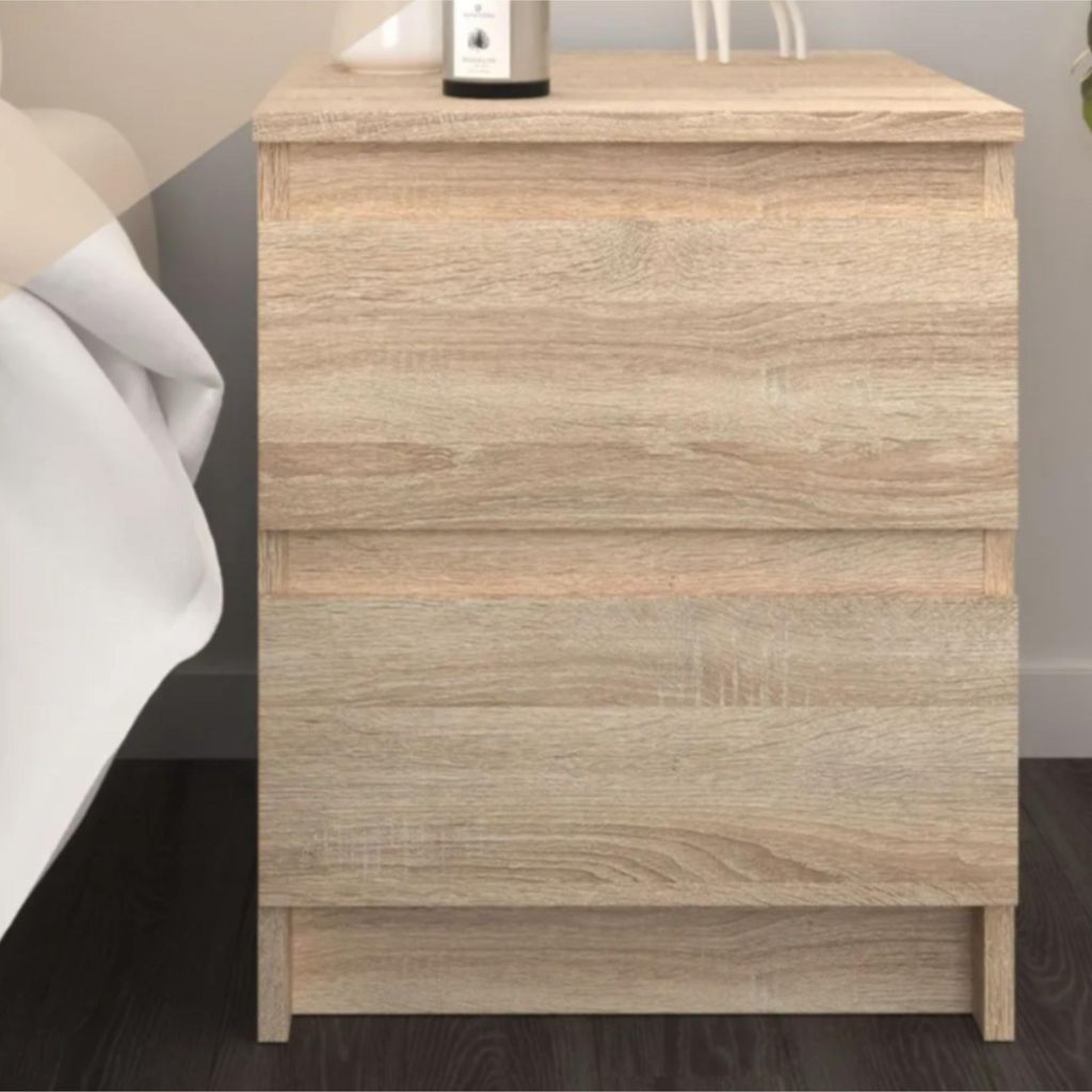 Kommode SOLA - Eiche Sonoma - 2 Schubladen - Breite 40 cm, Höhe 50 cm, Tiefe 43 cm