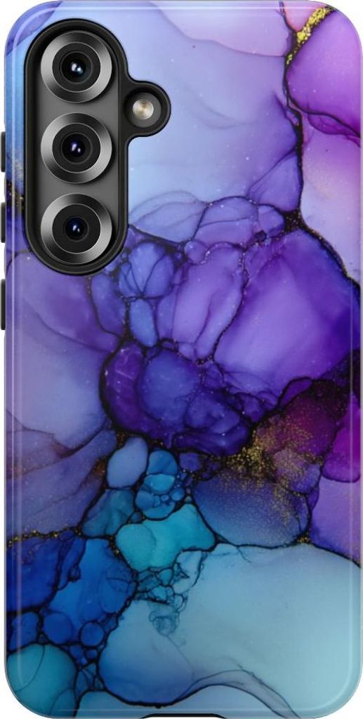 Strahlendes Lila-Blau im Alkohol-Tinten-Design – Hülle Kompatibel mit Samsung Galaxy S25