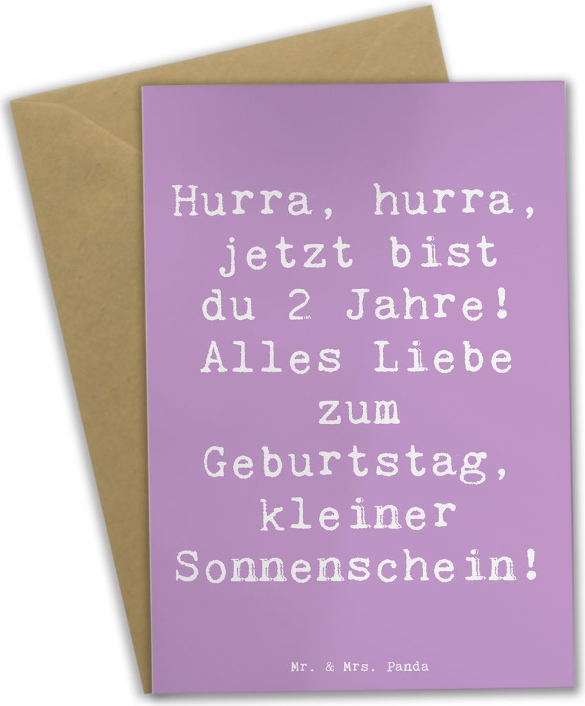 Mr. & Mrs. Panda babykarte Spruch 2. Geburtstag - Lavendeltraum - Geschenk, einladungskarten, hochzeitskarten, unvergesslich, Glückwunsch, Happy B...