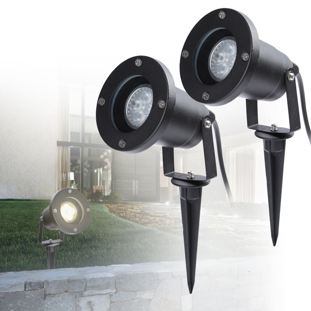 2X LED Gartenstrahler GU10 Aussen Wasserdicht Strahler Gartenlampe 4W Warmweiß 