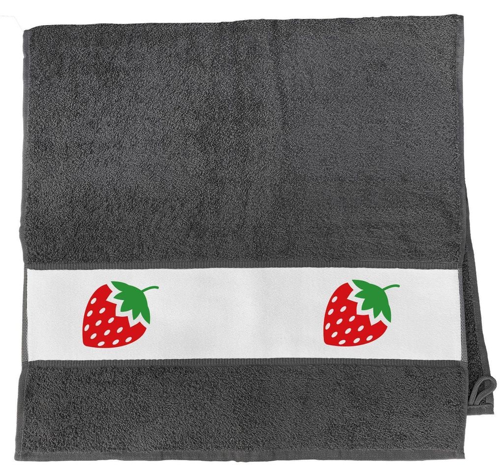 Huuraa Handtuch Erdbeere Strawberry 50x100cm Graphite Baumwolle Handtuch Geschenkidee