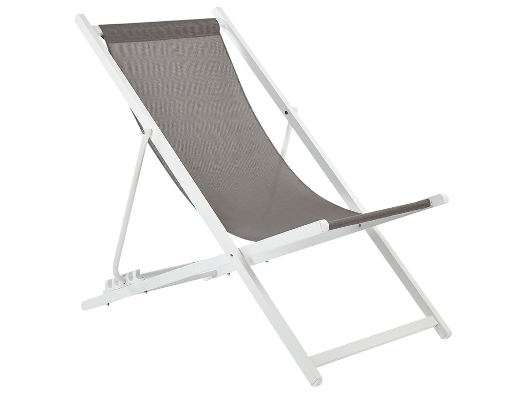 BELIANI Liegestuhl Weiß Aluminium Mesh Grau Faltbar Klappbar Verstellbar Modern Garten Terrasse Outdoor Balkon Möbel Ausstattung