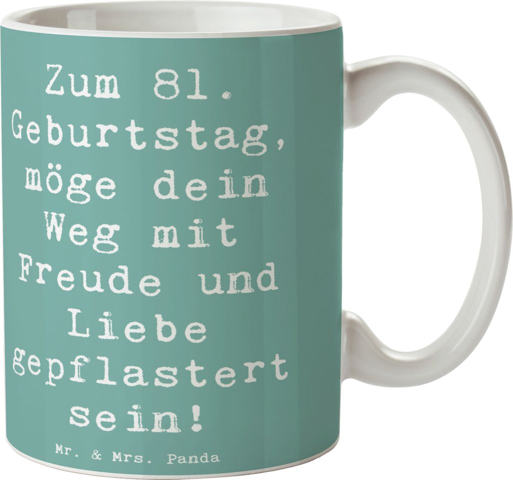 Mr. & Mrs. Panda Tasse Spruch 81. Geburtstag - Meeresbrise - Geschenk, Geburtstagsfeier, Alter, Frühstücksbecher, geschätzt und geehrt, Pott, Fe...