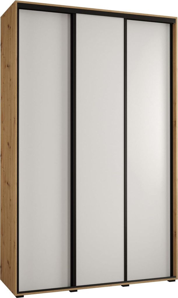 MEBLE KRYSPOL Davos 1 Schrank, drei Türen - 235,2x150x60 cm - Artisan Weiß Schwarz