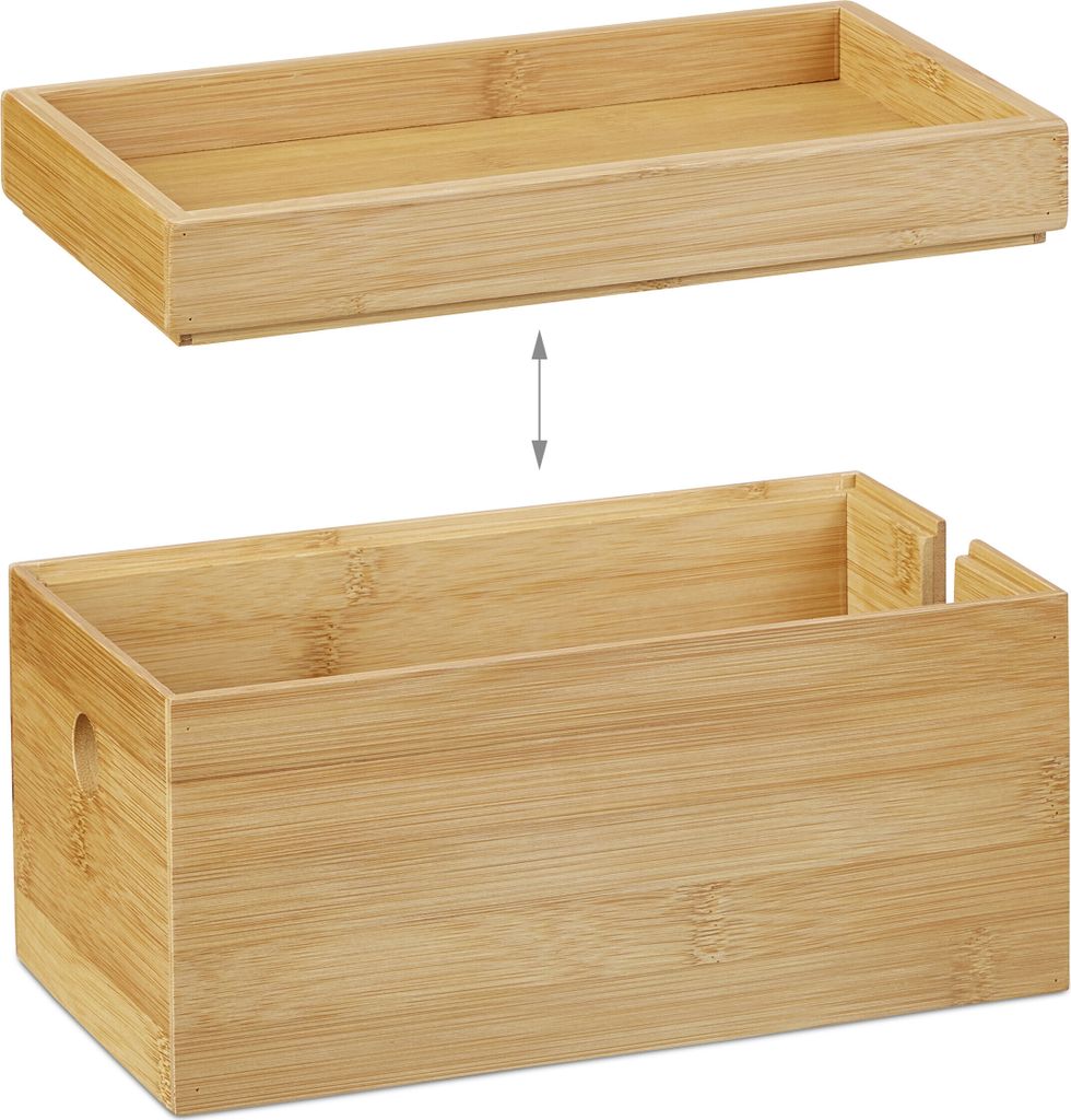 relaxdays Kabelbox Bambus Produktbild 5