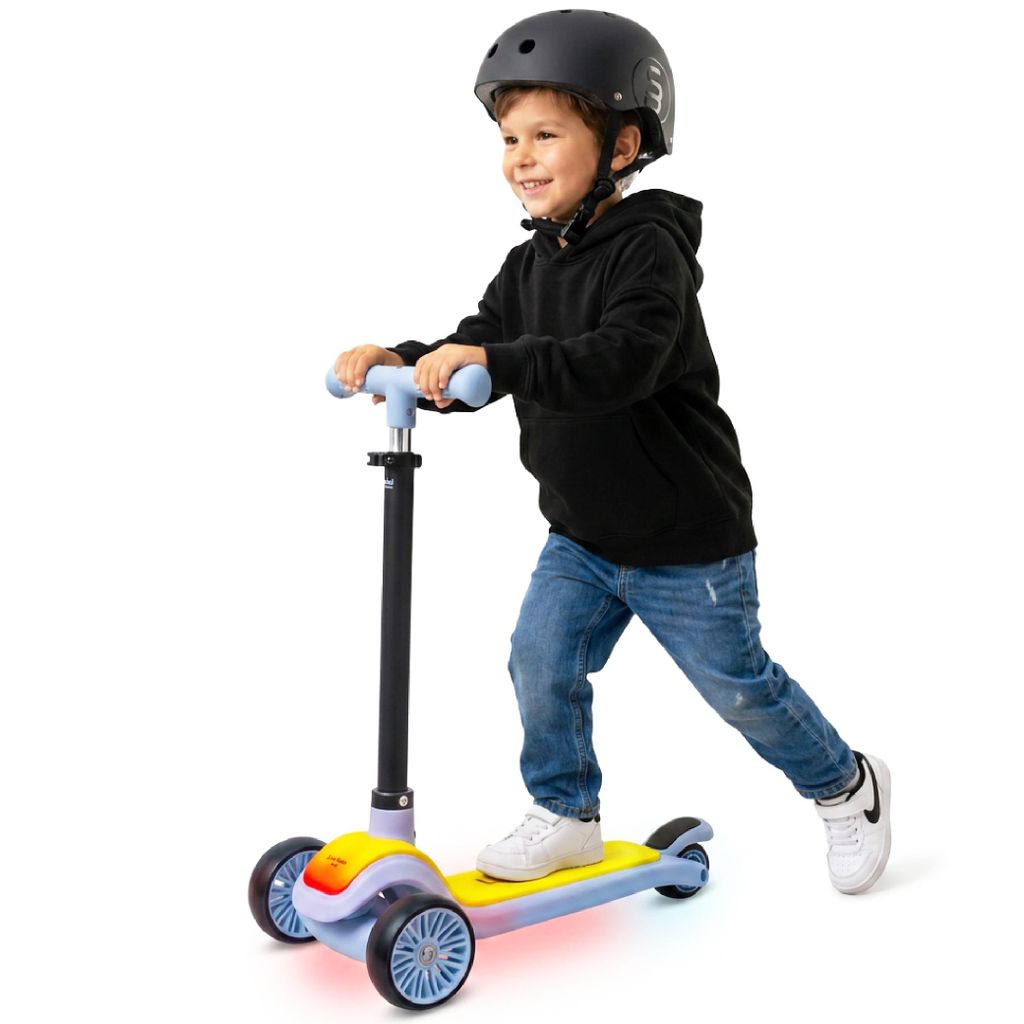 LUMI RIDE Kinder Roller Kinderscooter Dreiradscooter mit LED-Leuchtdeck Blau Sun Baby
