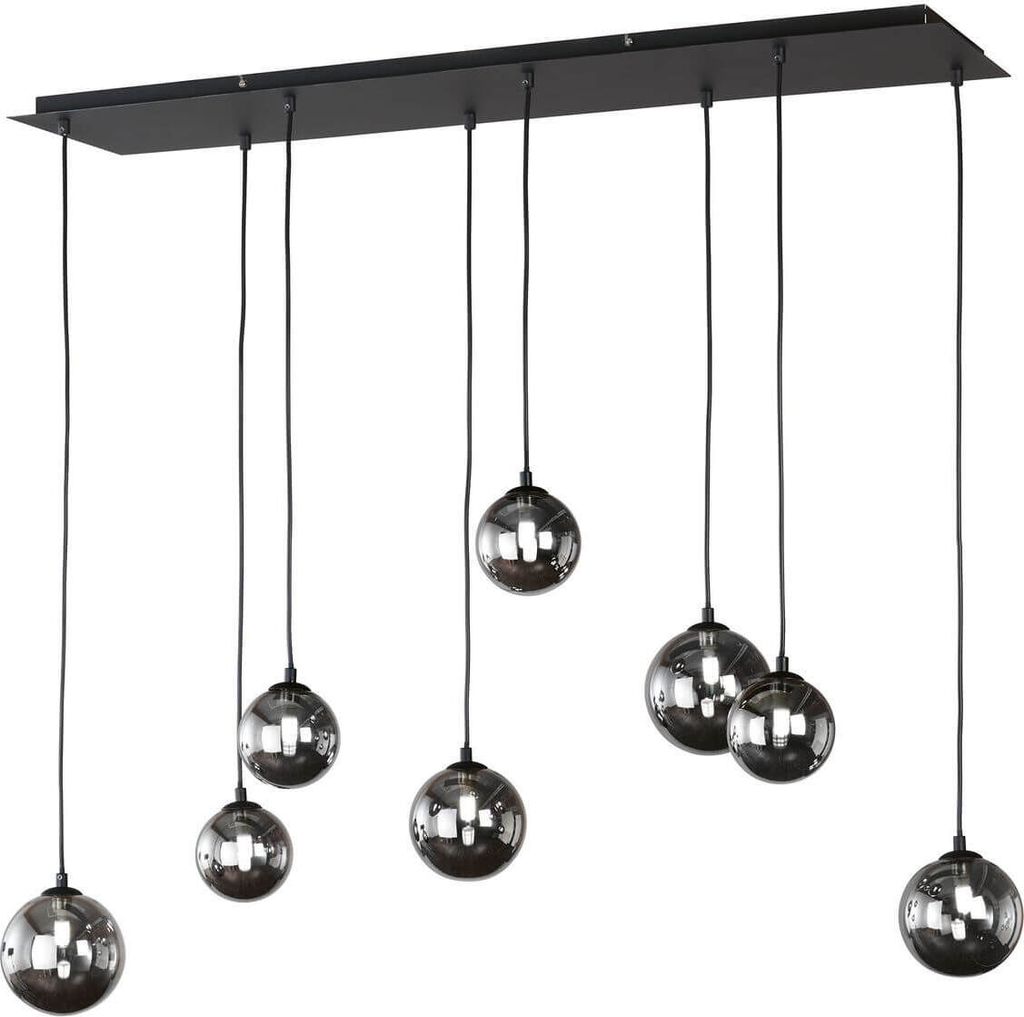 Fischer & Honsel Bala LED Pendelleuchte 8-fach G9 warmweiss Glas rauchfarben sandschwarz 60983