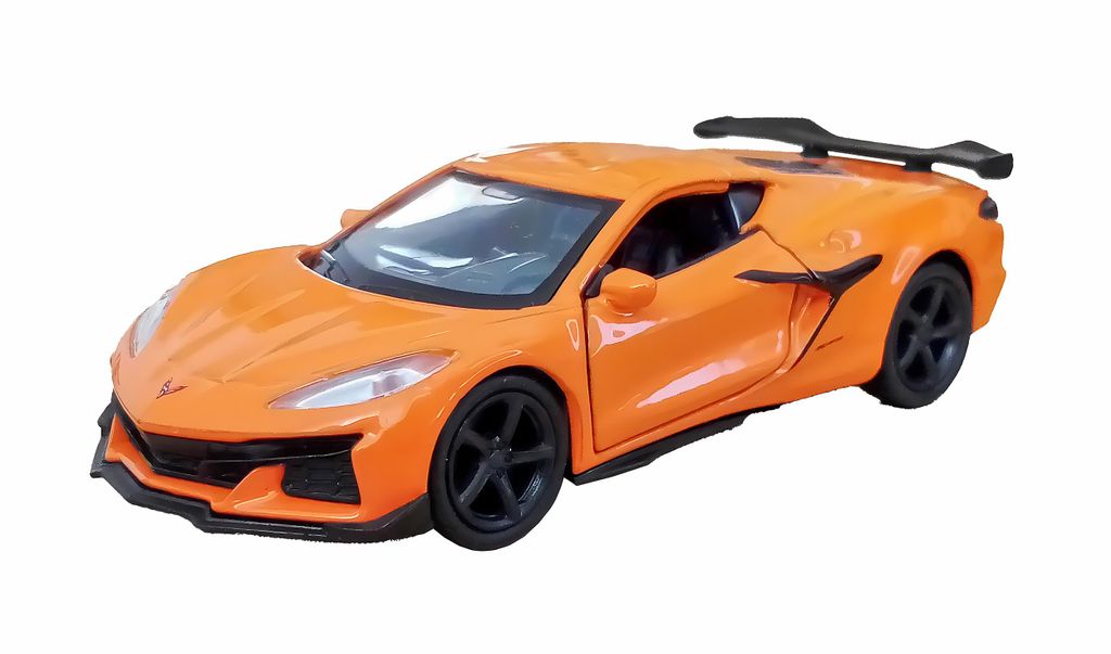 CHEVROLET CORVETTE Z06 2023 Modellauto aus Metall mit Rückzug Modell Auto Spielzeugauto 12 (Orange)