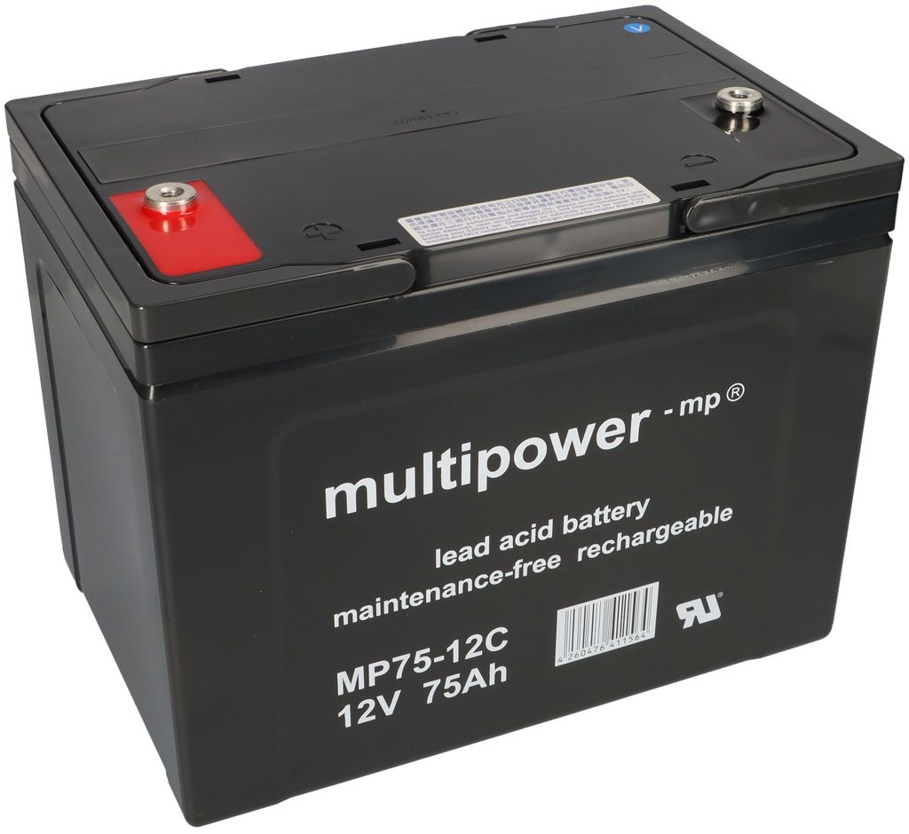 Multipower Batterie au plomb MP75-12C Pb 12V 75Ah résistant Image du produit 
