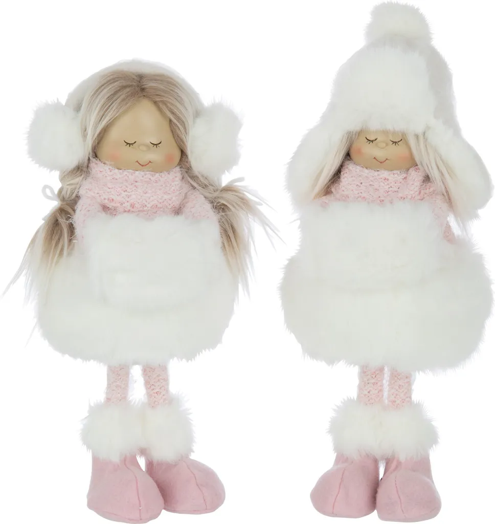 J-Line Chapeau Fille Debout en Fourrure Blanche et Rose - 2 Modèles