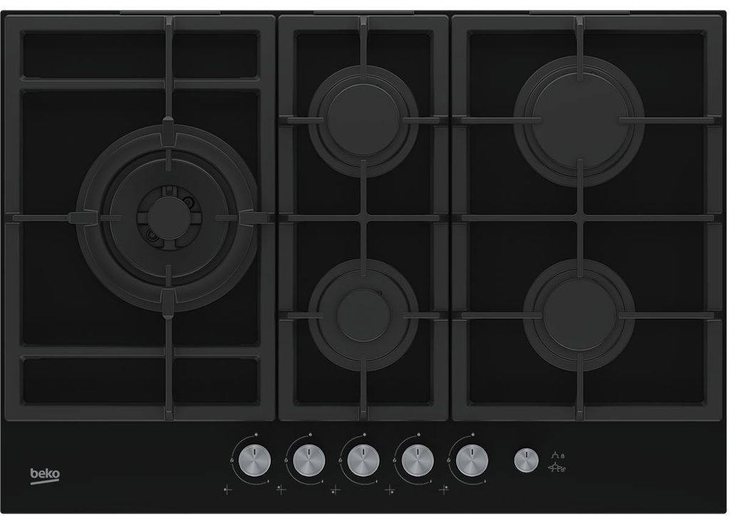 Beko HILL 75235 S, Schwarz, Integriert, 75 cm, Gaskochfeld, Produktbild 