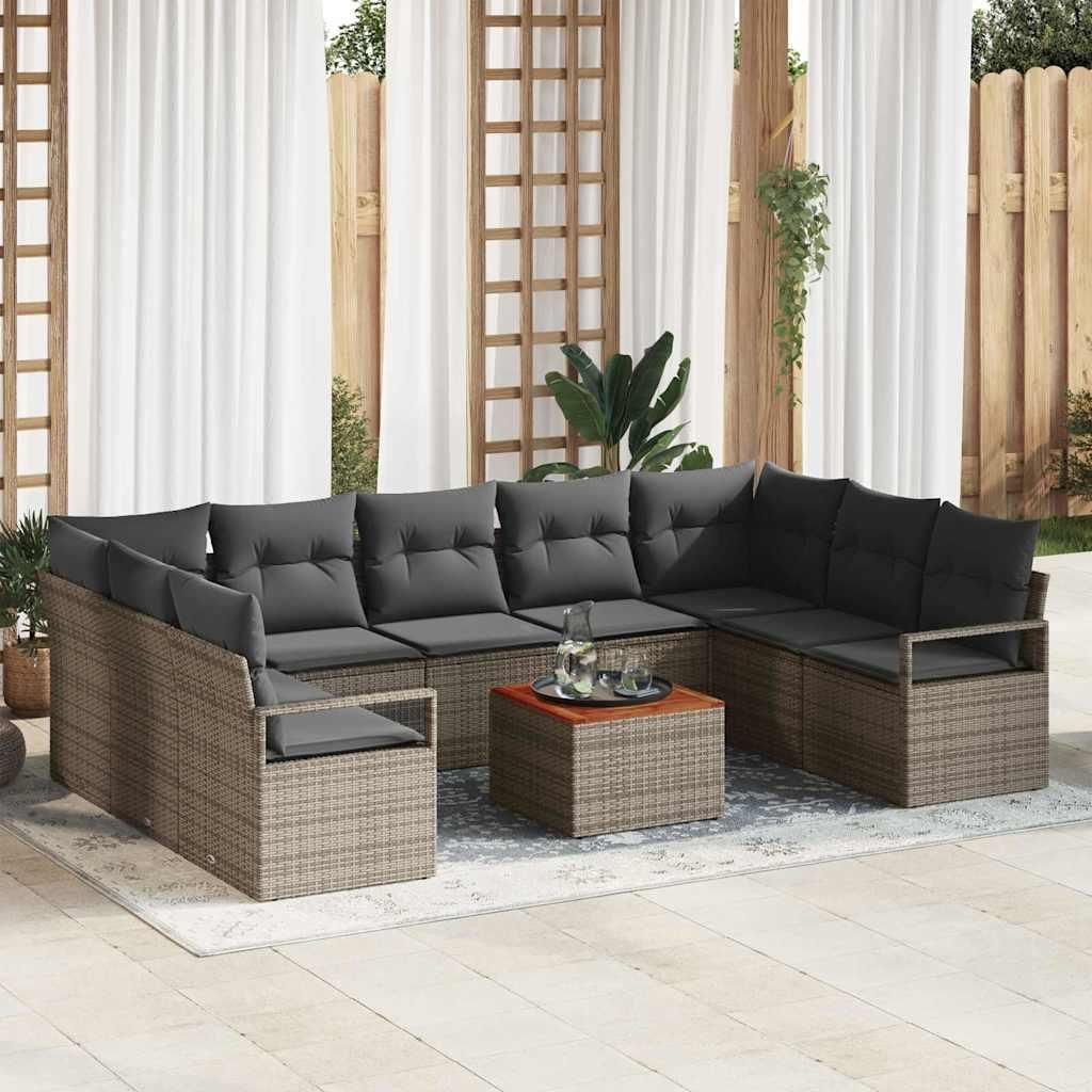 Maison Exclusive - Gartensofa-set mit Kissen 10 pcs Grau Poly-Rattan