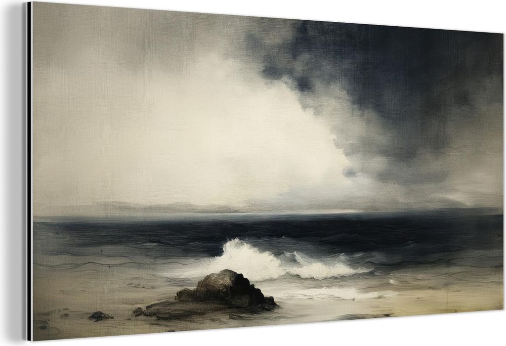 MuchoWow Wanddekoration Metall Metallbild Wandkunst 40x20 cm Meer - Felsen - Sturm MuchoWow Aluminium Gemälde - Bild - Aluminium