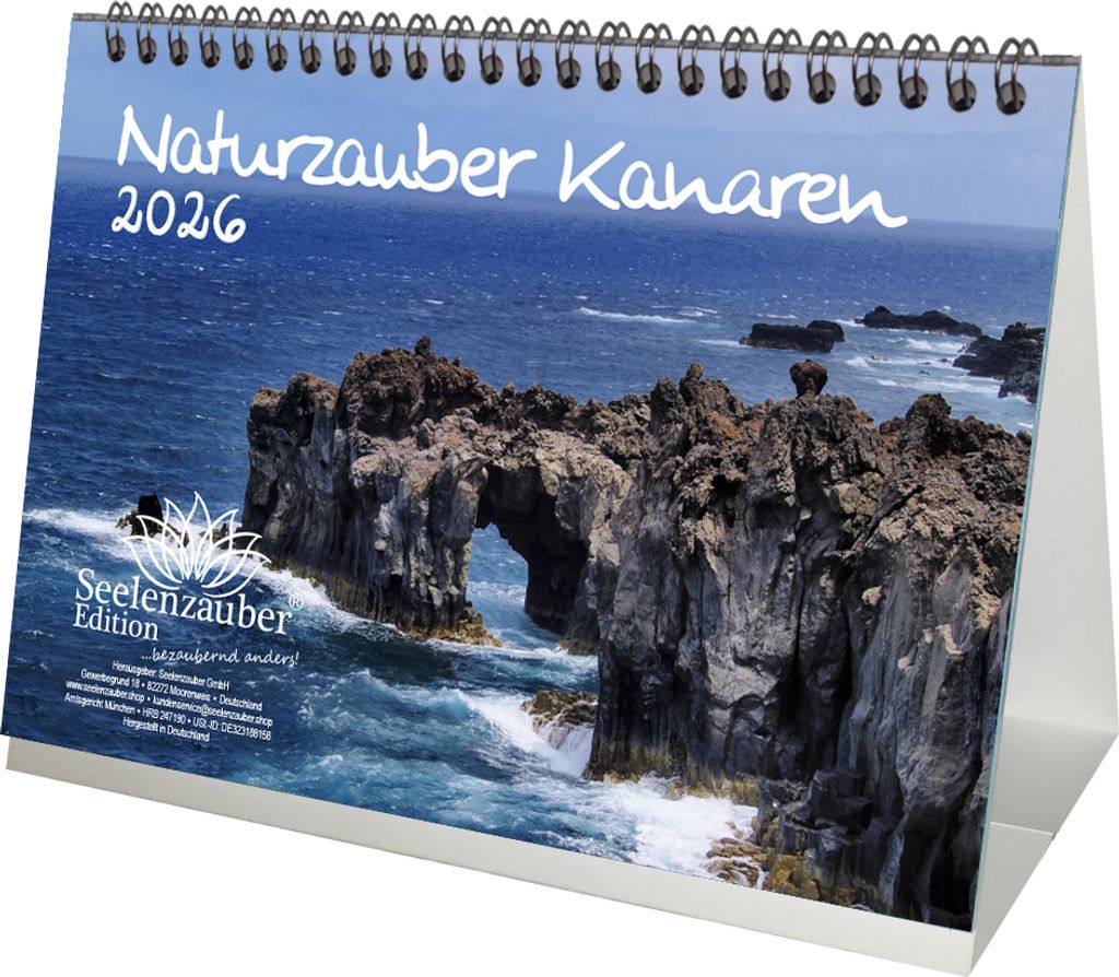 Naturzauber Kanaren DIN A5 Tischkalender für 2026 Landschaft Natur Urlaub Strand Spanien - Seelenzauber