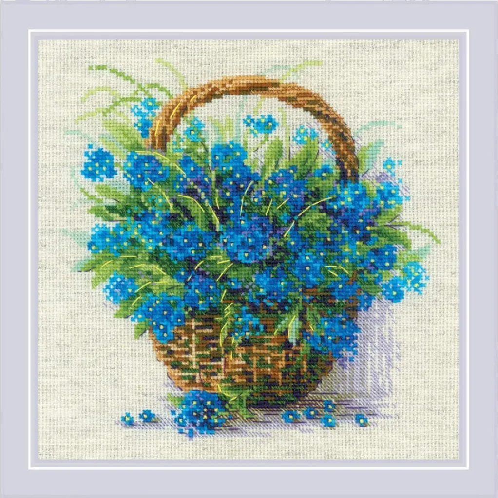Kit Punto Croce Riolis 2170 | Ricamo Moderno Fiori 22x22 cm