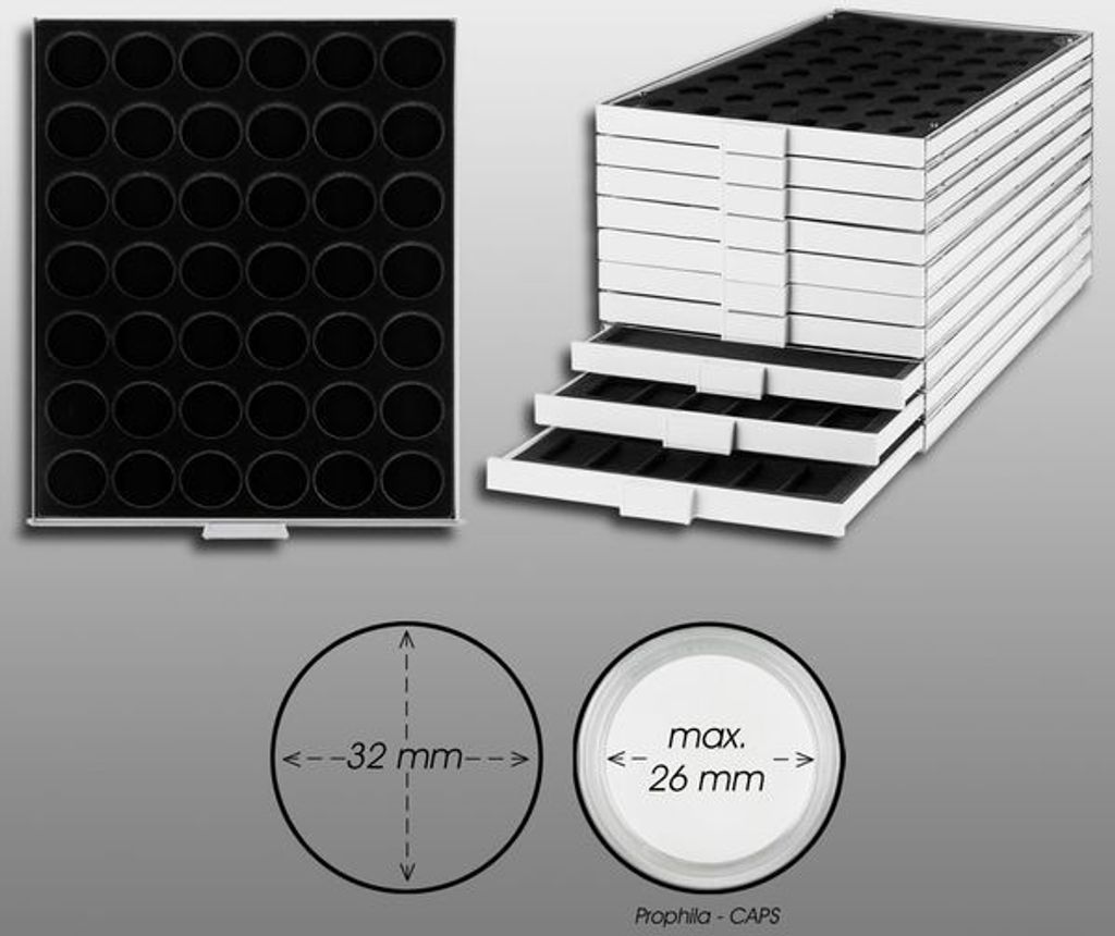 Prophila Collection Münzbox grau 42 runde Fächer für Produktbild 