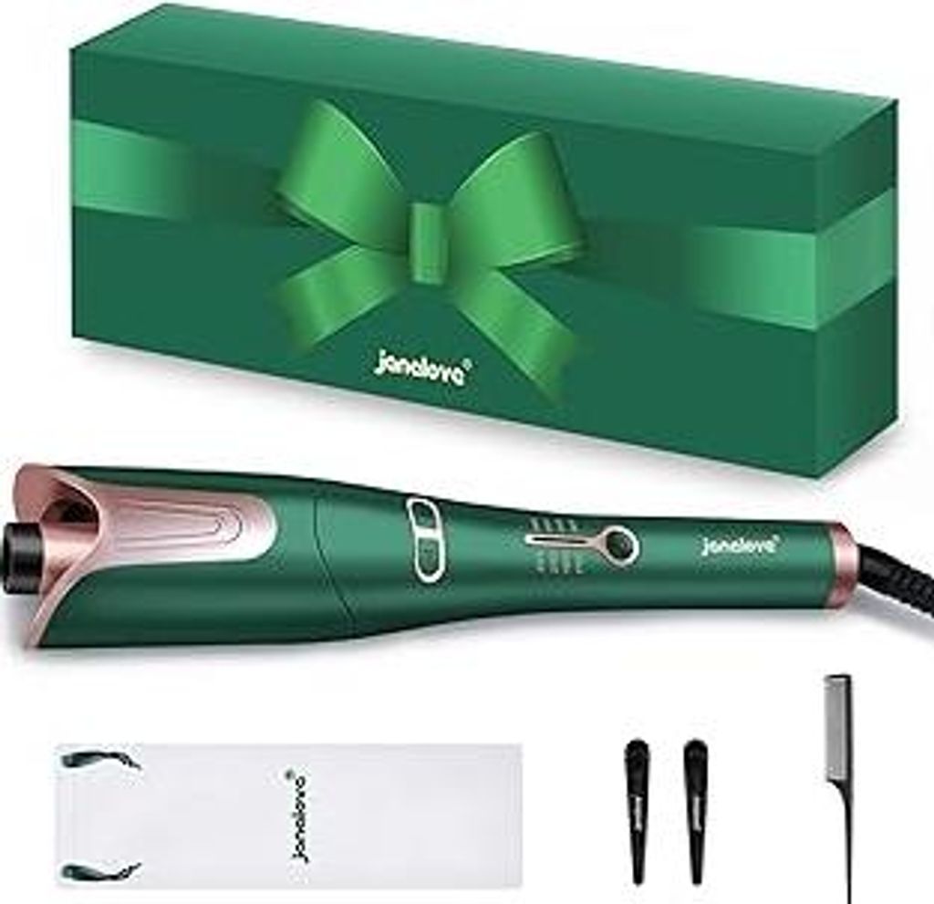 Lockenstab Automatisch, Janelove Automatischer Lockenstab Große Locken für Lange Haare, Negativ-Ionen Lockenwickler mit 4 Temperaturen