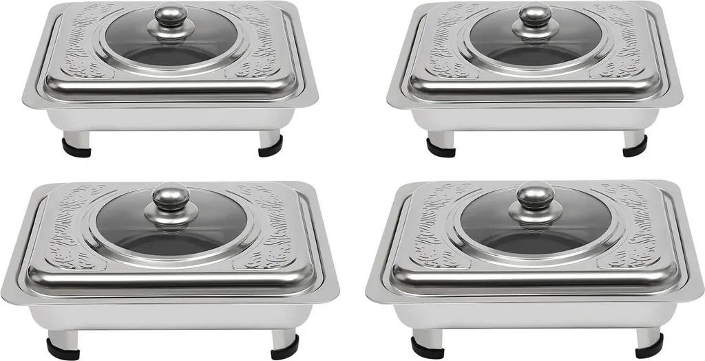 Chauffe-plat Chafing Dish Idéal pour Réceptions et Buffets - Lot de 4 Set