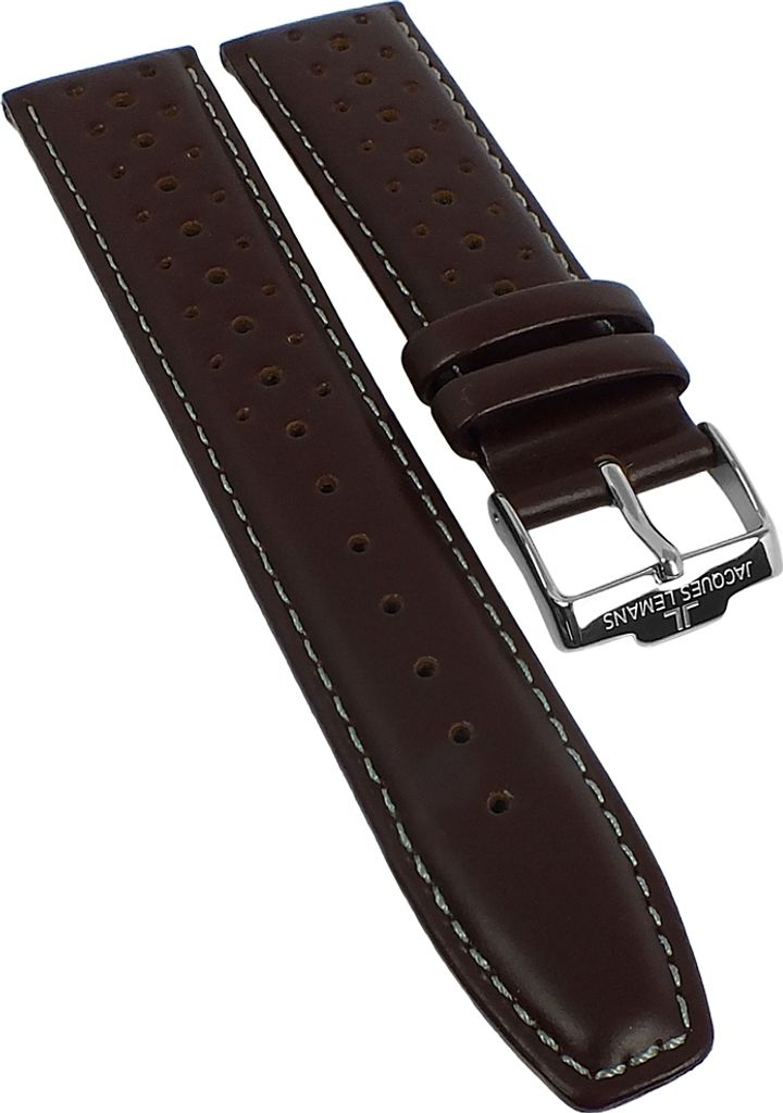 Jacques Lemans 1-1117 > Uhrenarmband 22mm braun Leder > Lochmuster