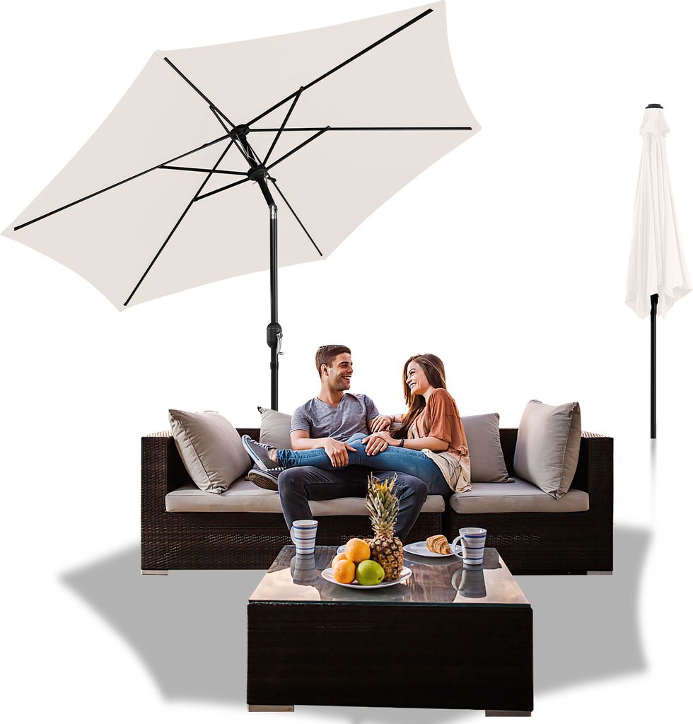 Sonnenschirm Balkon Ø270cm Neigungswinkel & Höhe verstellbar Balkonschirm Gartenschirm Terrassenschirm Sonnenschutz UV-Schutz Knickbarer Marktsch...