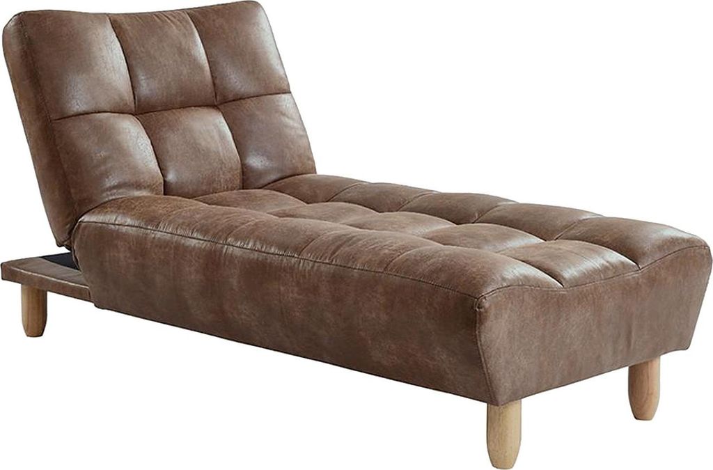 Klappbare Chaiselongue aus gealterter Mikrofaser - ESTEBAN - vintage brown