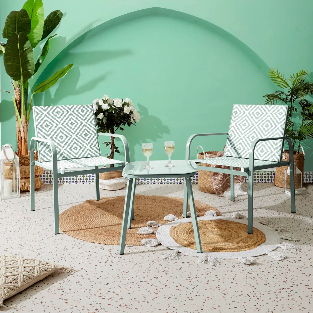 Salon de Jardin Mexico Vert Idéal pour Balcon et Petite Terrasse Zen