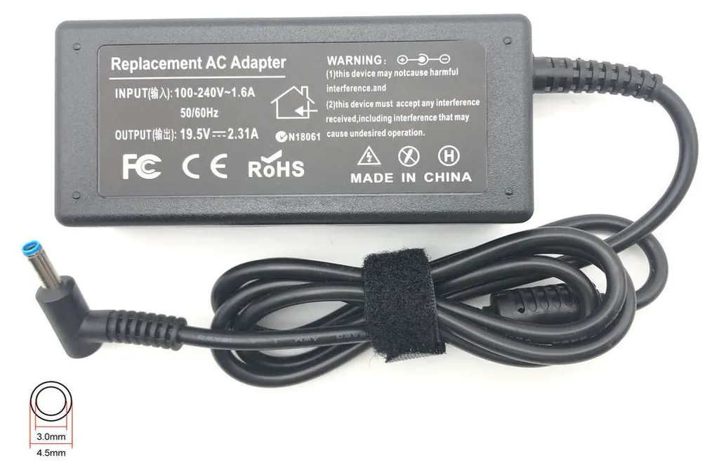 Caricabatteria con spina UE da 45 W compatibile con HP 15-as102ni, 15-ab220cy