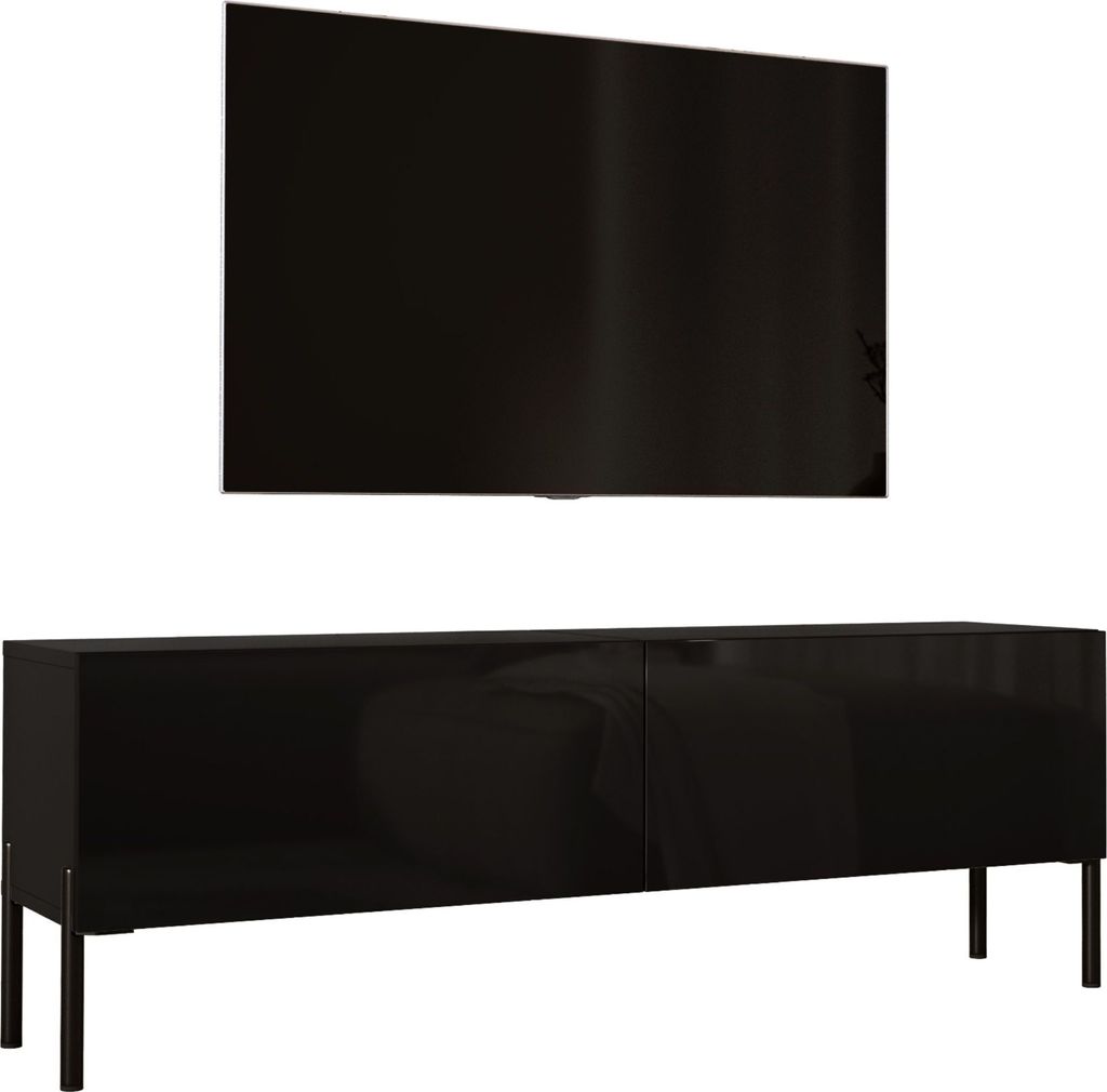 TV-SCHRANK : Mattschwarz mit Beinen in Schwarz, 140 x 52 x 32 cm