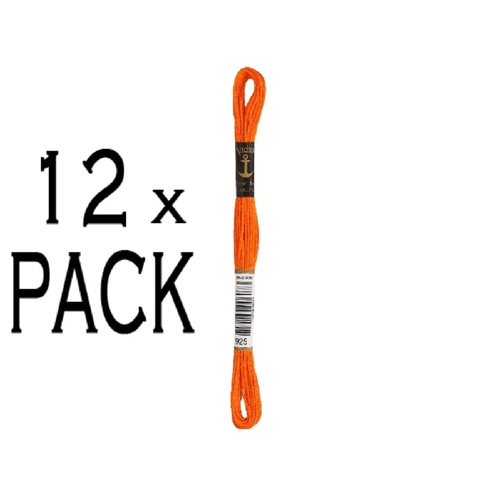 12x Anchor Sticktwist 8m, orange, Baumwolle, Farbe 925, 6-fädig, VPE