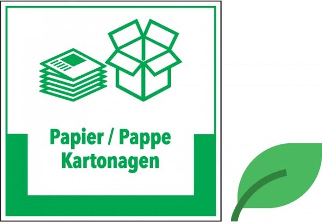 Dreifke Abfallkennzeichen Papier/Pappe, mit Symbol und Text, KRO, ökolog. Fo...