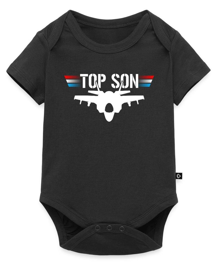 Spreadshirt Top Son Vater Sohn Partnerlook Kurzarm Tages Baby Body, 56 (0-2 M.), Schwarz
