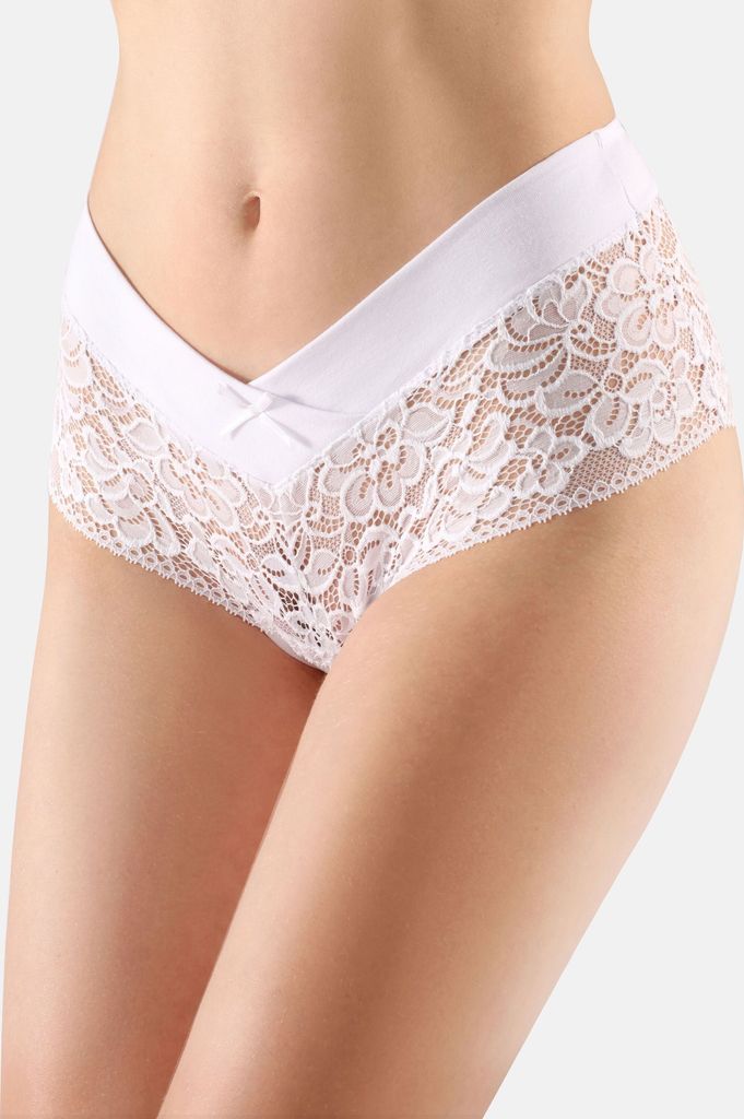 Bellivalini Damen Unterhose Hipster Hot Pants mit Spitze Unterwäsche BLV-GAB-155 (Weiß-5, S)