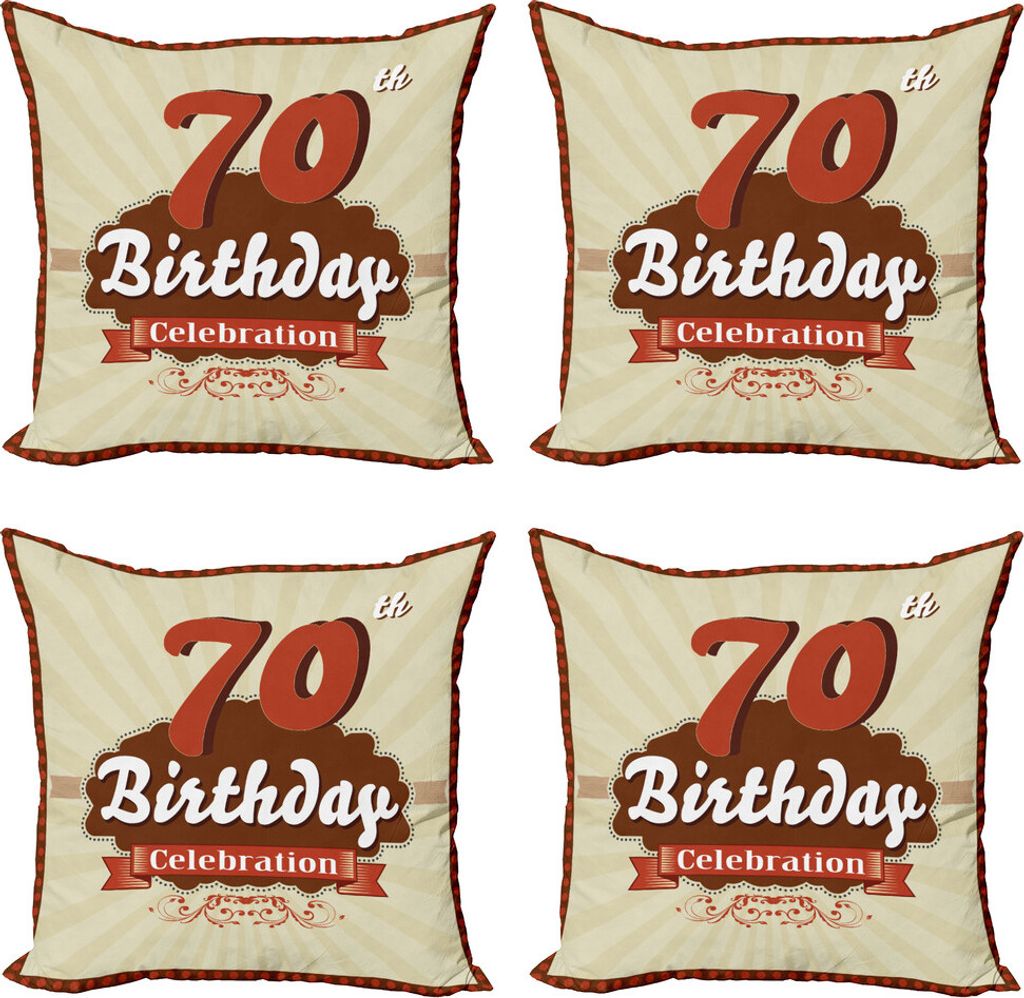 ABAKUHAUS 70. Geburtstag Kissenbezug Set (4 Stück), Vintage Candy Store, Moderner Doppelseitiger Digitaldruck, 45 cm x 45 cm, Brown und Zimt