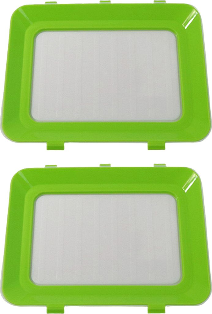 2-teiliges Lebensmitteltablett, stapelbares Design, Lebensmittelkonservierungstablett mit Stretch-Abdeckung, spülmaschinenfest, Gemüsefach
