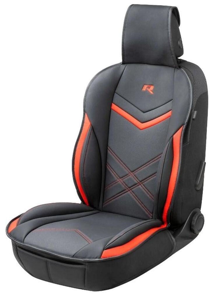 WALSER Sitzauflage Auto Rey, Sitzschoner Auto schwarz/rot, Produktbild 