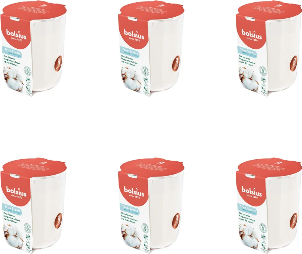 Bolsius True Scents Pot de Senteur 97/85 Coton Frais Pack de 6 Bougies