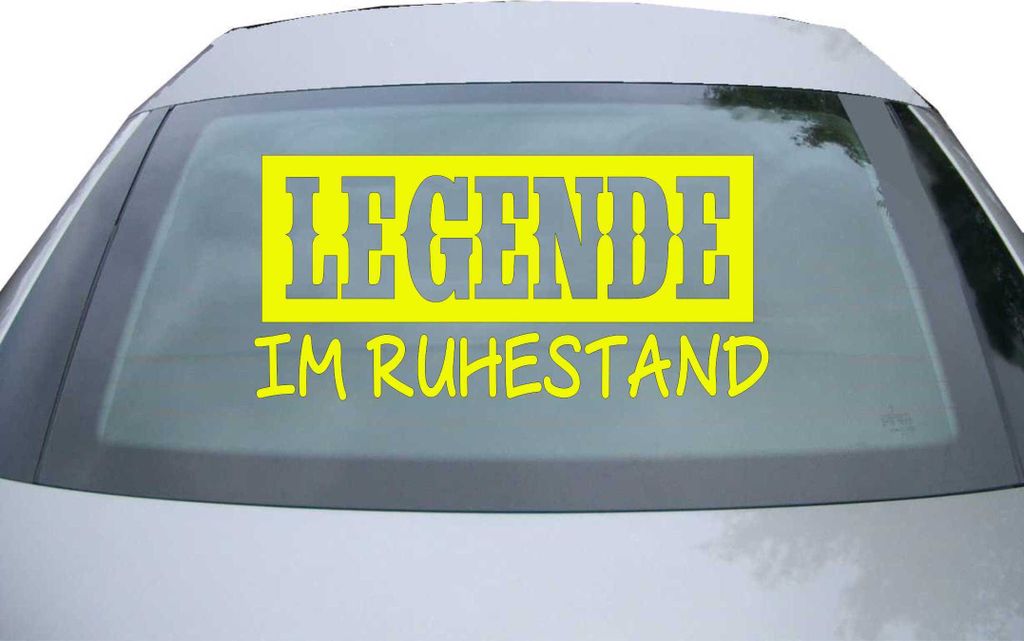 Indigos UG - Aufkleber Heckscheibe & Motorklappe DE6193 - neongelb - 600x285 mm - legende im ruhestand - Auto Scheiben Fenster Heckklappe Tuning Ra...