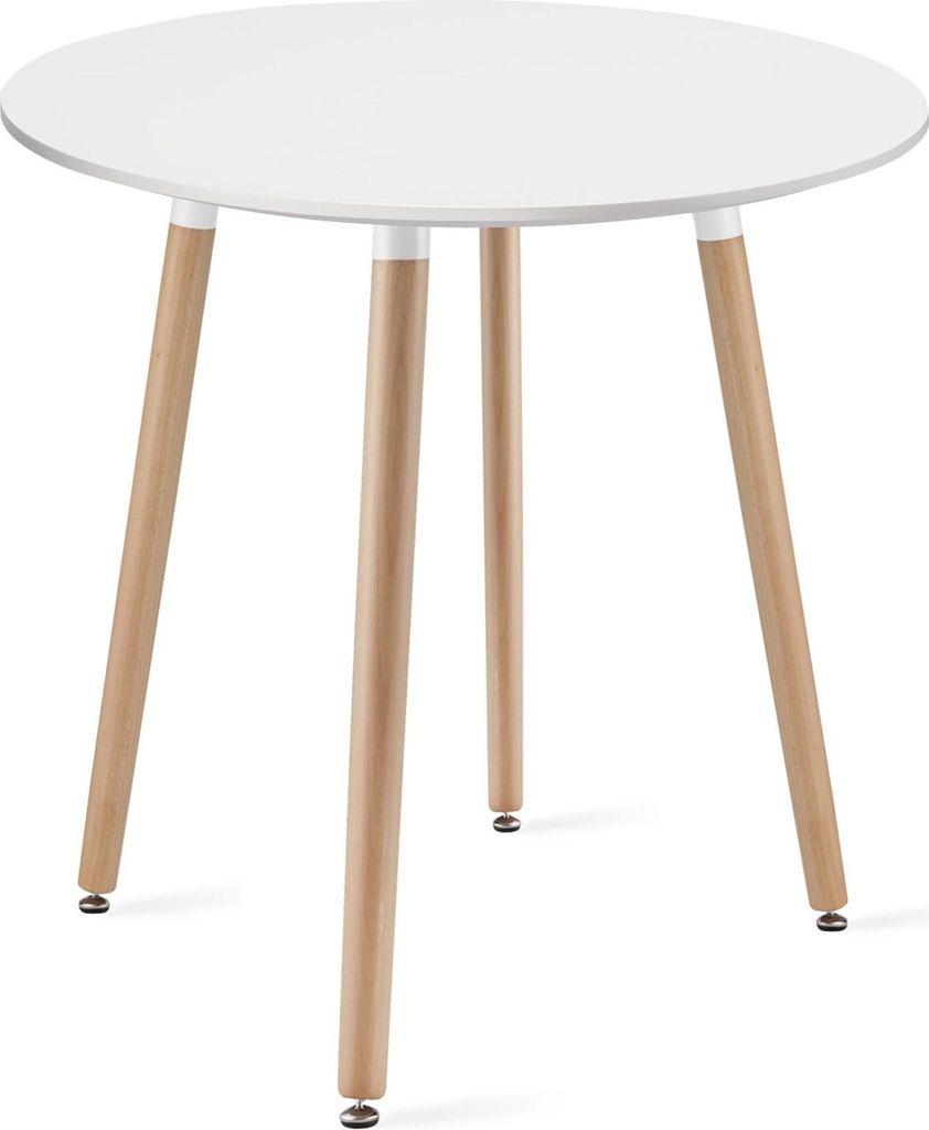Stół KAMI Okrągły 60cm - biały / naturalne nogi Zdjęcie produktu 